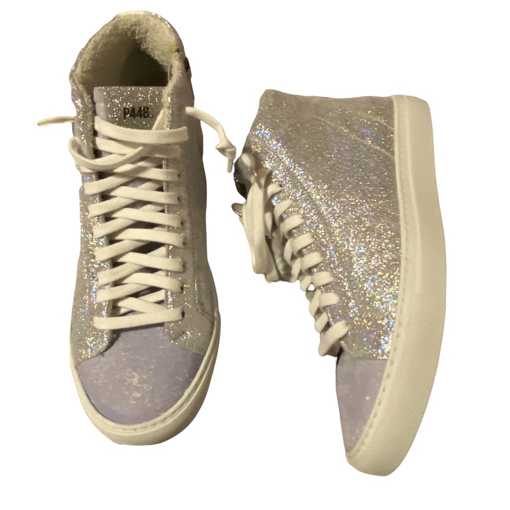 P448 Star High Top Sneaker in Silver & Lilac